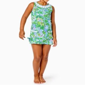 Lilly Pulitzer Little Lilly Knit Shift Dress Boca Blue Beneath The Bougain S4-5